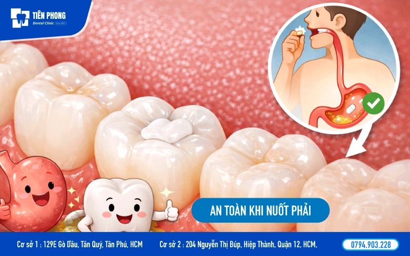 Miếng trám răng không gây ngộ độc khi nuốt vào